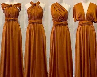 Copper Bridesmaid Dress infinity Dress  Wrap dress Convertible Dress - S55#