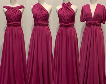 Magenta Bridesmaid Dress infinity Dress  Wrap dress Convertible Dress -S111#