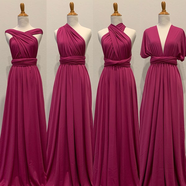 Magenta Bridesmaid Dress infinity Dress  Wrap dress Convertible Dress -S111#