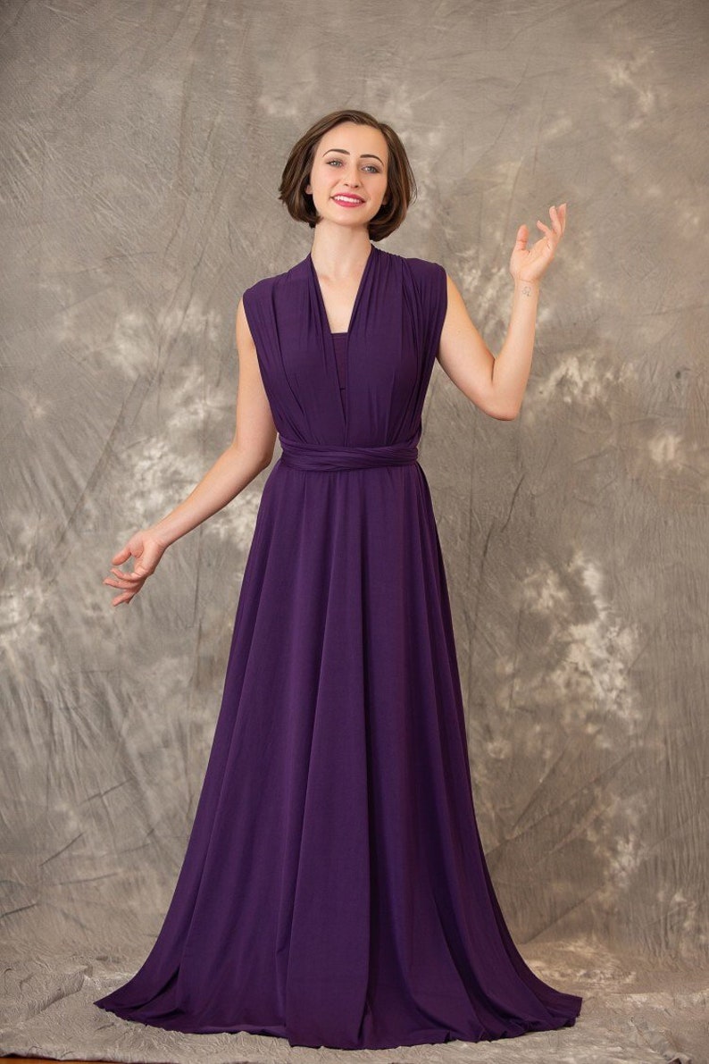 C18# B18# Bridesmaid Dress Infinity Dress Dark Purple Dress Wrap dress Convertible long Evening Dresses