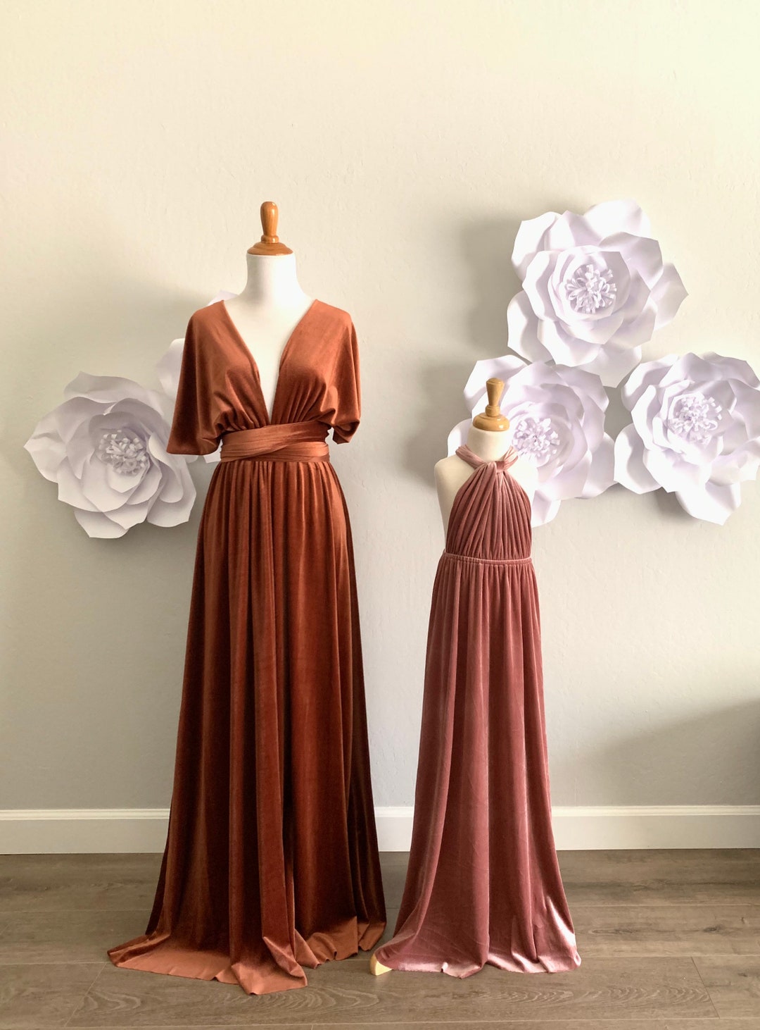 Bliv klar Lee Sæt tabellen op Flower Girl Velvet Infinity Wrap Dress Junior Bridesmaid Party - Etsy