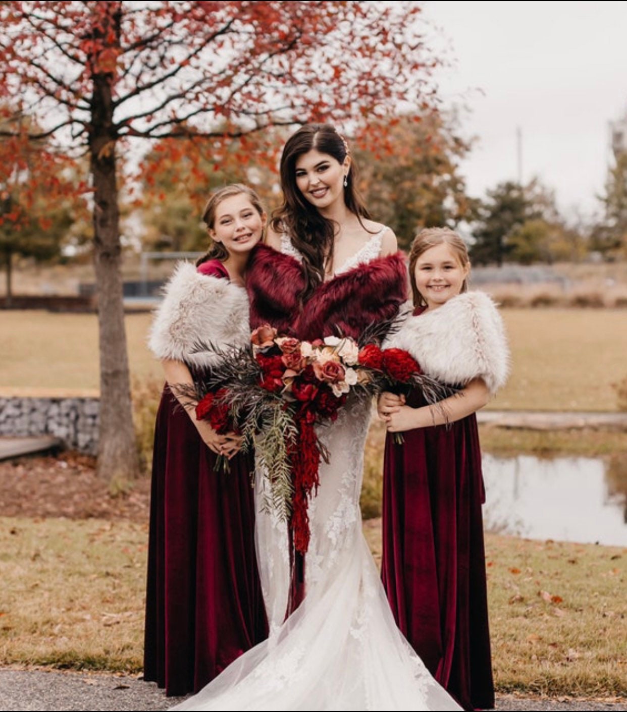 velvet junior bridesmaid dresses Flower Girl Infinity Wrap Dress Party Dress Free Shippingcc Bear Dance Bodycon Cami Beach Party Dress length double lining for Color:Burgandy