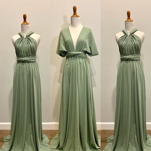 Pea green Bridesmaid Dress infinity Dress  Wrap dress Convertible Dress - S148#