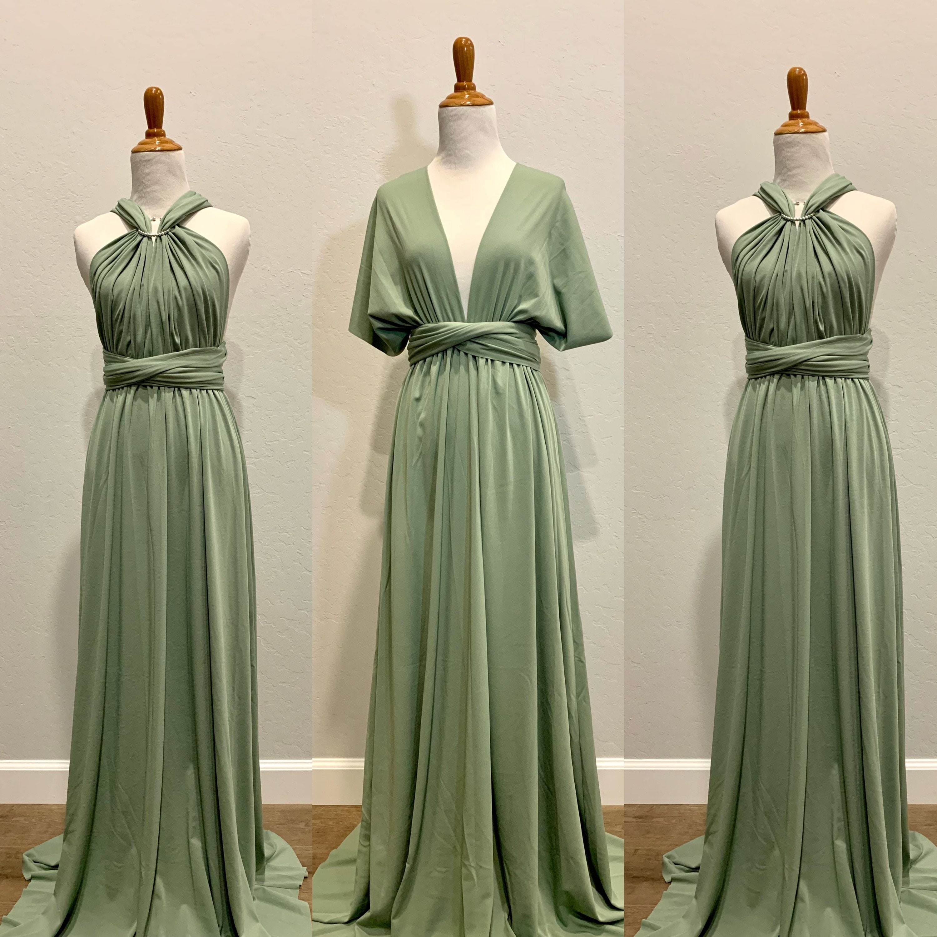 Pea green Bridesmaid Dress infinity Dress Wrap Dress Convertible Dress - S148# Pea green Bridesmaid Dress infinity Dress Wrap Dress Convertible Dress - S148#