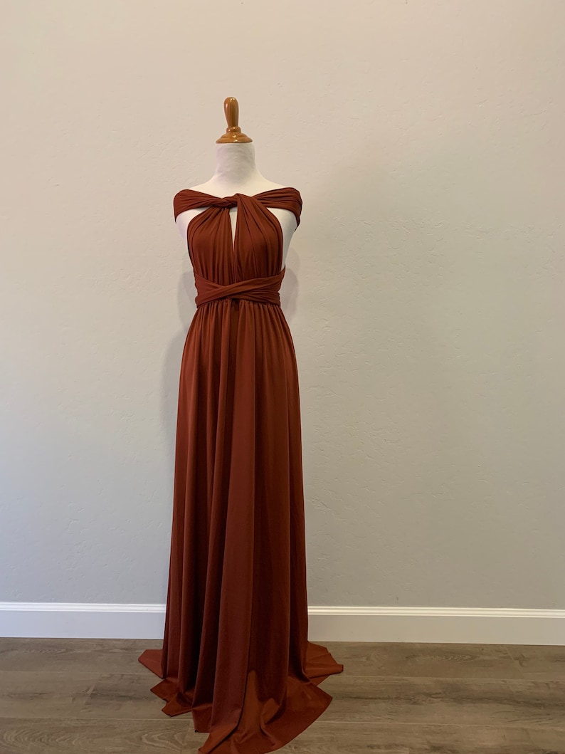 Burnt Orange Bridesmaid Dress infinity Dress Wrap dress Convertible Dress - H102# image 7