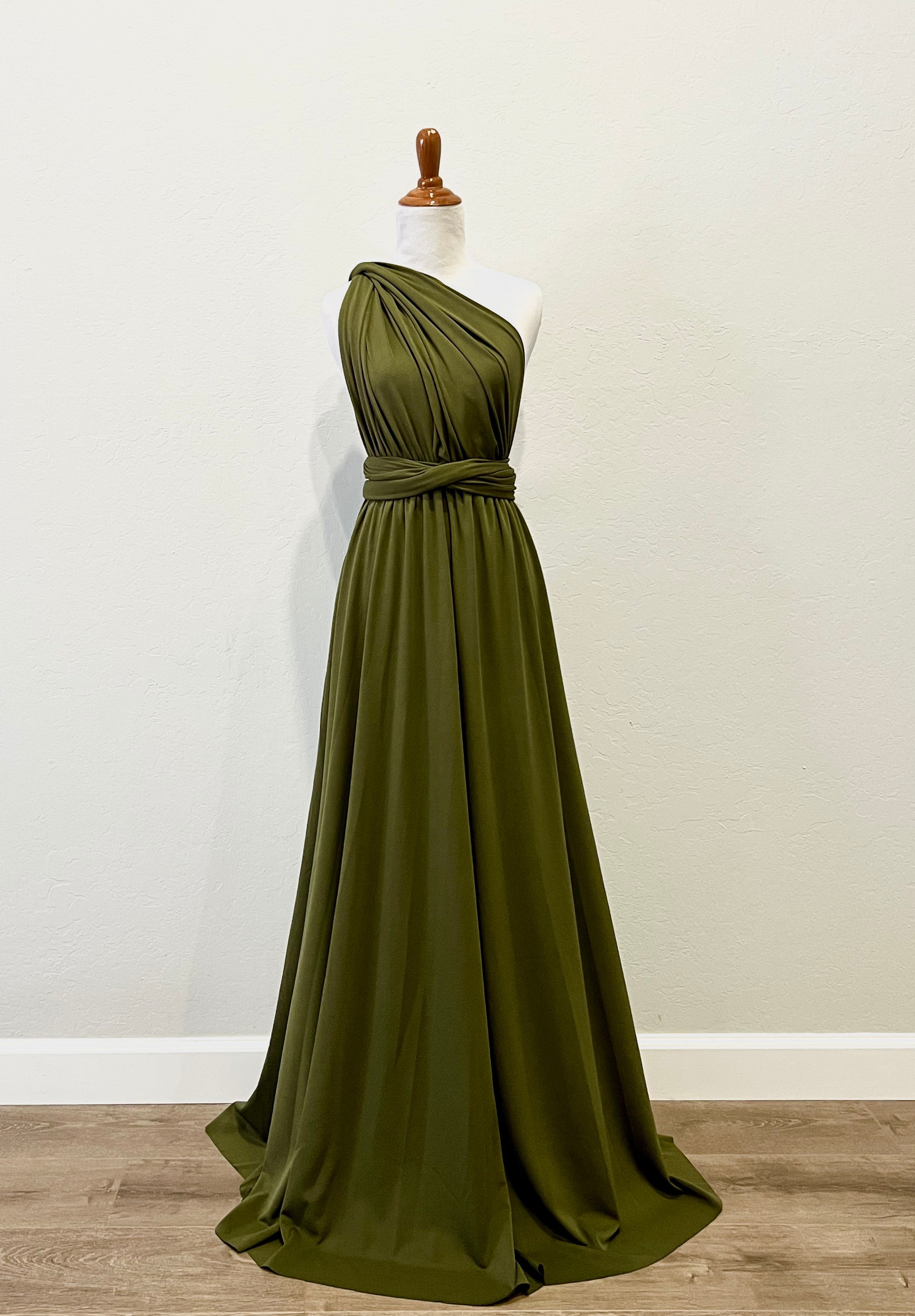 Olive Green Bridesmaid Dress Infinity Dress Wrap Dress Convertible Dress -S129#
