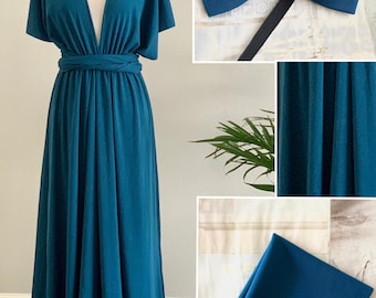 Teal Blue Bridesmaid Dress infinity Dress  Wrap dress Convertible Dress -S159#