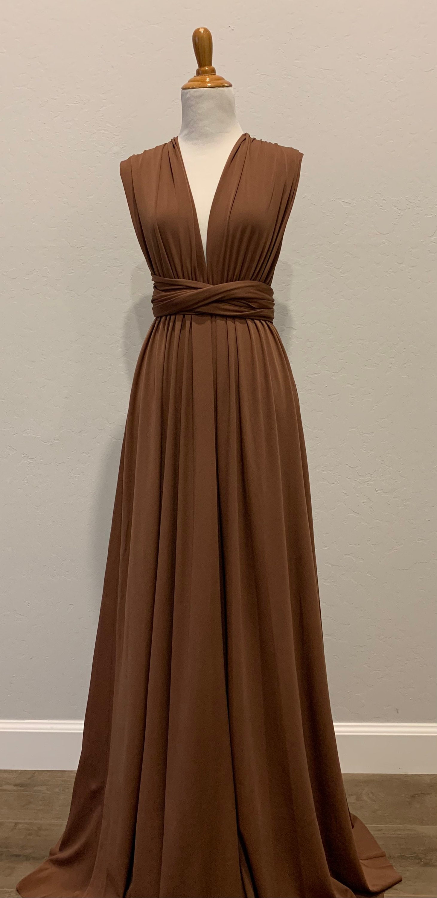 white christmas dresses Chocolate Brown Crystal-embellished Maxi Dress S