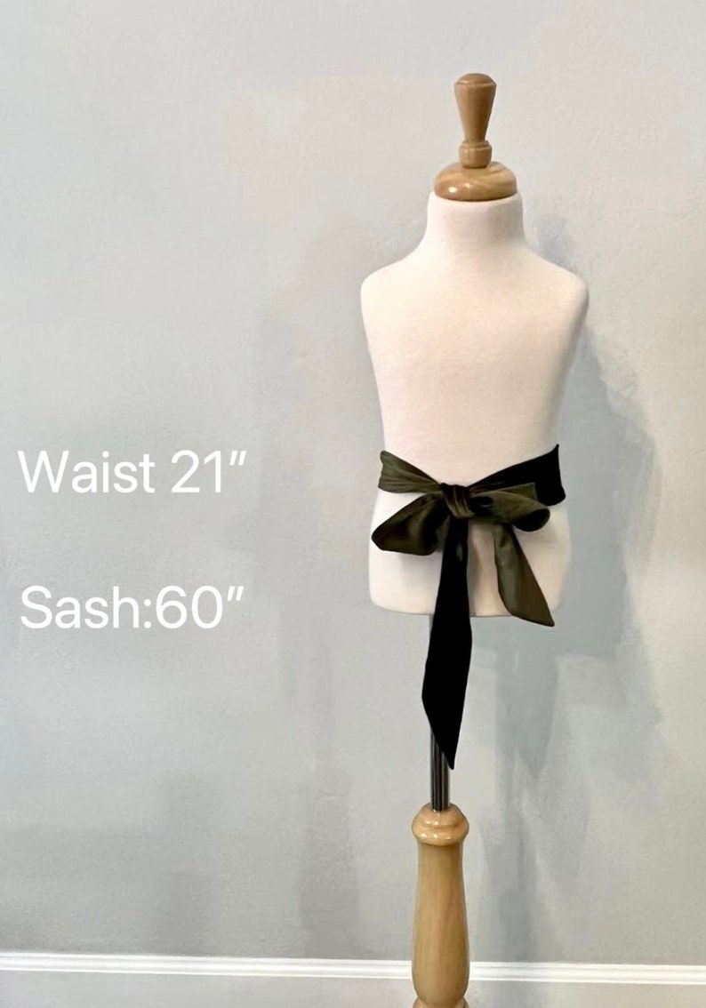 Velvet Sash Belt Flower girl Sash Belt color match dress Hand made Scholledress image 4