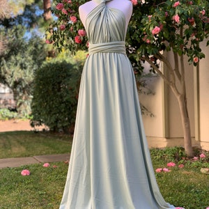 Sage Green Bridesmaid Dress infinity Dress Wrap dress Convertible Dress Wedding Gift Dress-H7 image 2