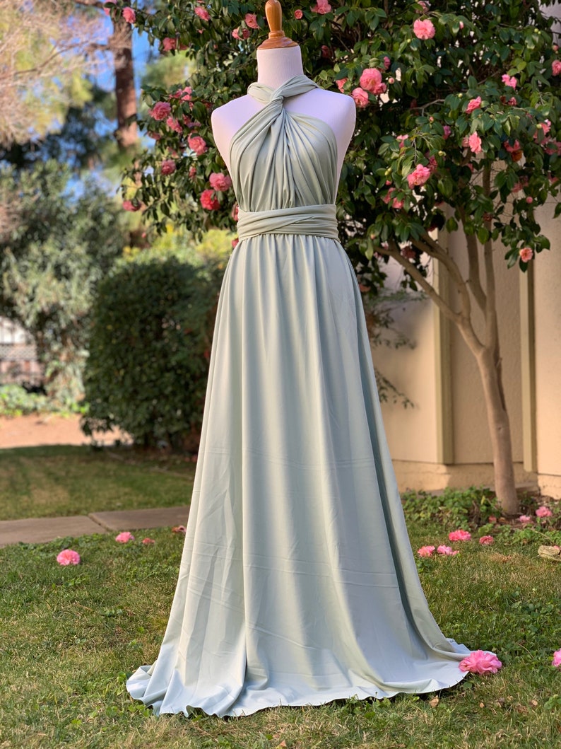 Sage Green Bridesmaid Dress infinity Dress Wrap dress Convertible Dress Wedding Gift Dress-H7 image 2