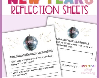 New Years Reflections worksheets for kids, sel for kids, social emotional learning resources for kids, learning emotions, kids printables