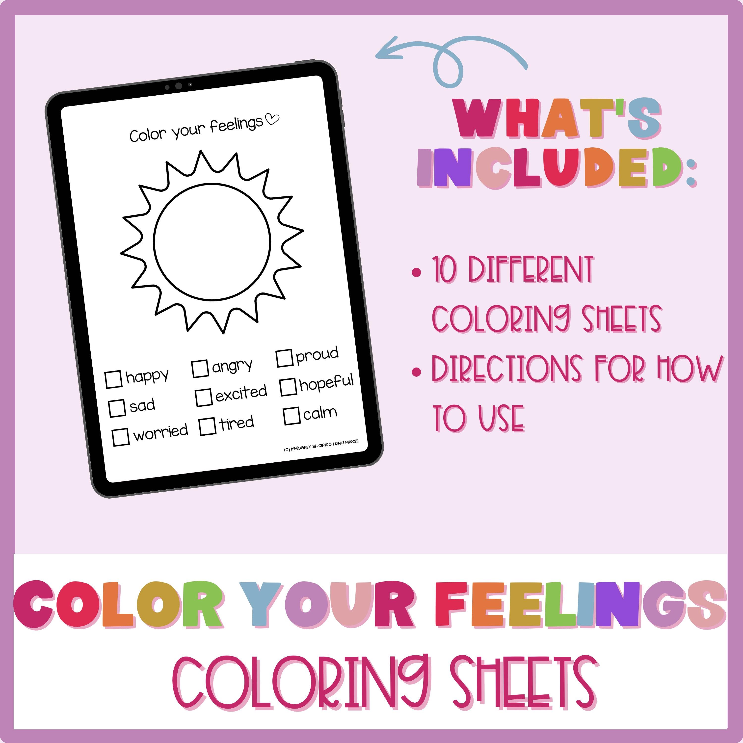 Color Your Feelings Coloring Sheets for Kids, Sel for Kids, Social ...
