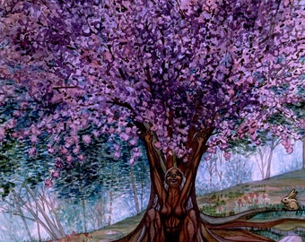 Tree Woman, (Spring of the series), Archival Giclee print from original. 2 sizes available. Includes colored mat.