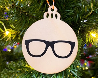 Glasses CUSTOM NAME Christmas Ornament, Personalized Wooden Ornament, Optometrist Ophthalmology Optician Eye Doctor Holiday Eyeglasses Gift