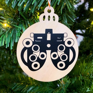 Custom Phoropter Wooden Ornament, Optometry Christmas Gift