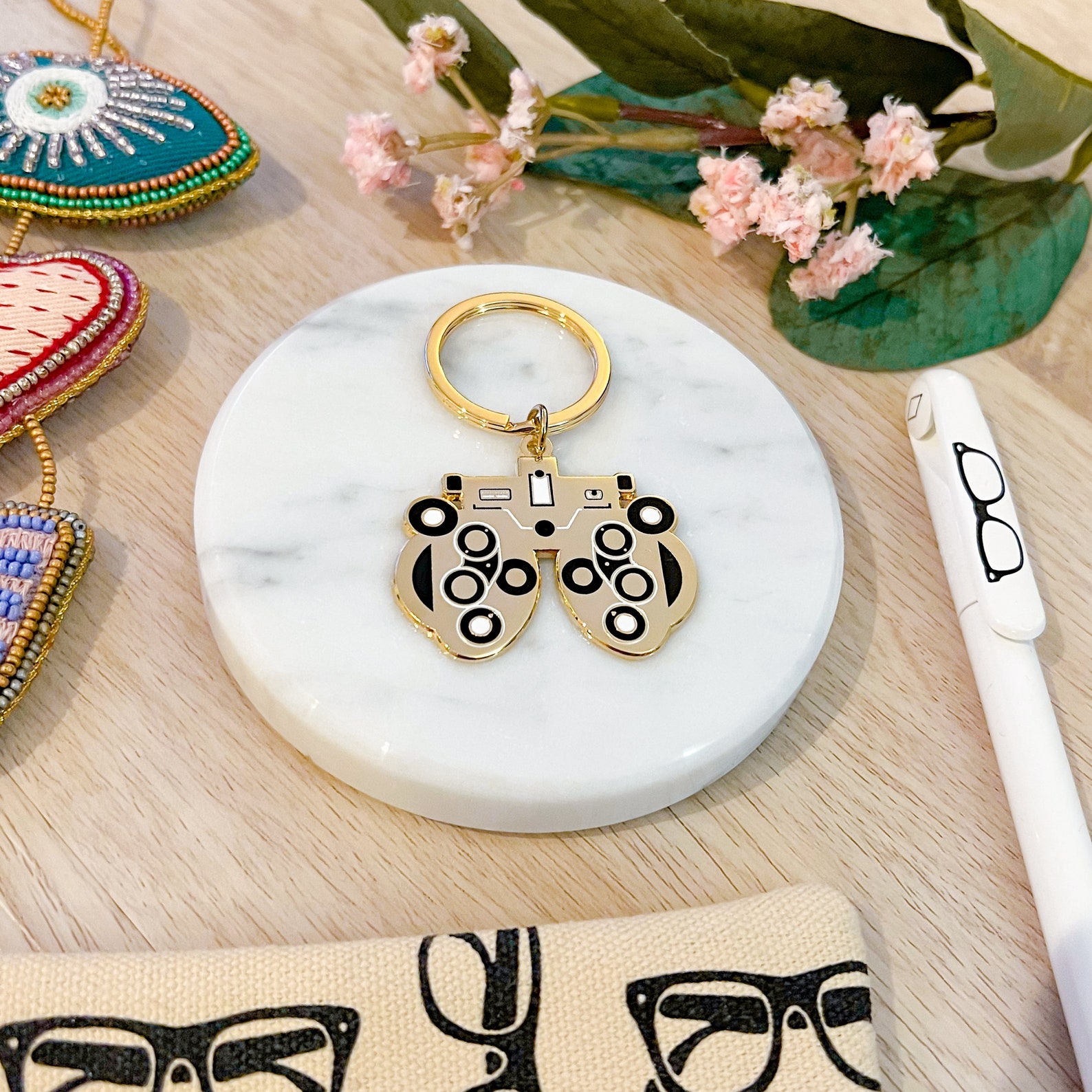 Gold Optometry Keychain Phoropter Enamel Keychain Etsy