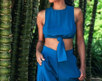 Resort Wear Jumpsuit | Wide Leg pant suit | Jumpsuit for women | Blue jumpsuit | Jumpsuit women | Vacation Outfit | Ari J