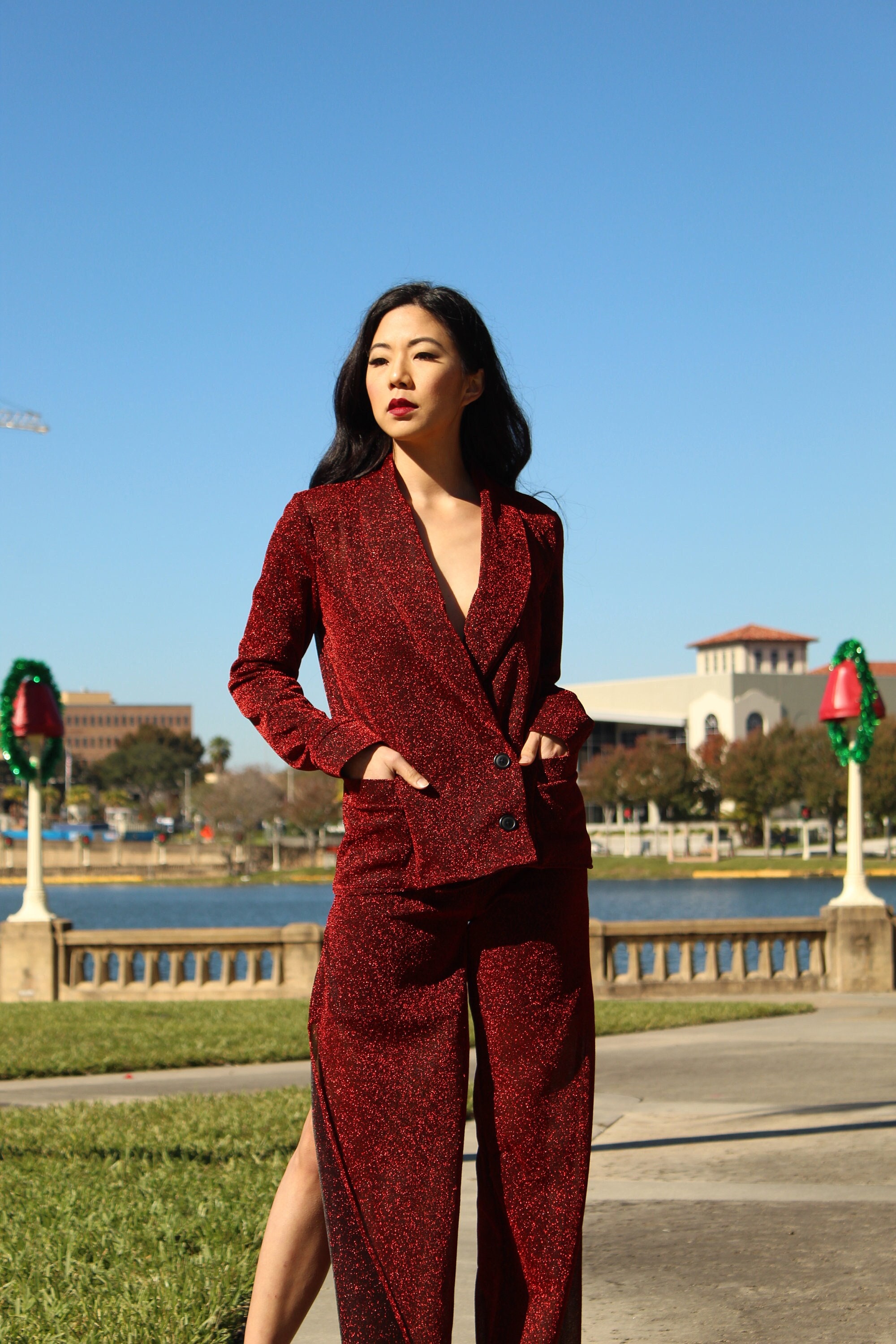 Red Glitter Blazer New Years Eve Jacket 