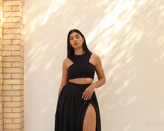 Black Top for women | Scuba Knit Crop Top | Thick Tops | The Ultimate Top | Cut Out Blouse |  Classic Basic Tops for Women | Ari J