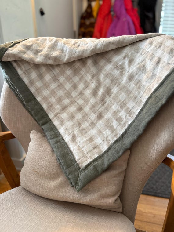 Custom 100% Linen Throw Blanket: Personalized Monogrammed Flax Blanket