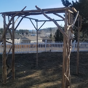 Driftwood Wedding Arch with Attached Chuppah  7ft H x 6ft L x 6ft W Opening