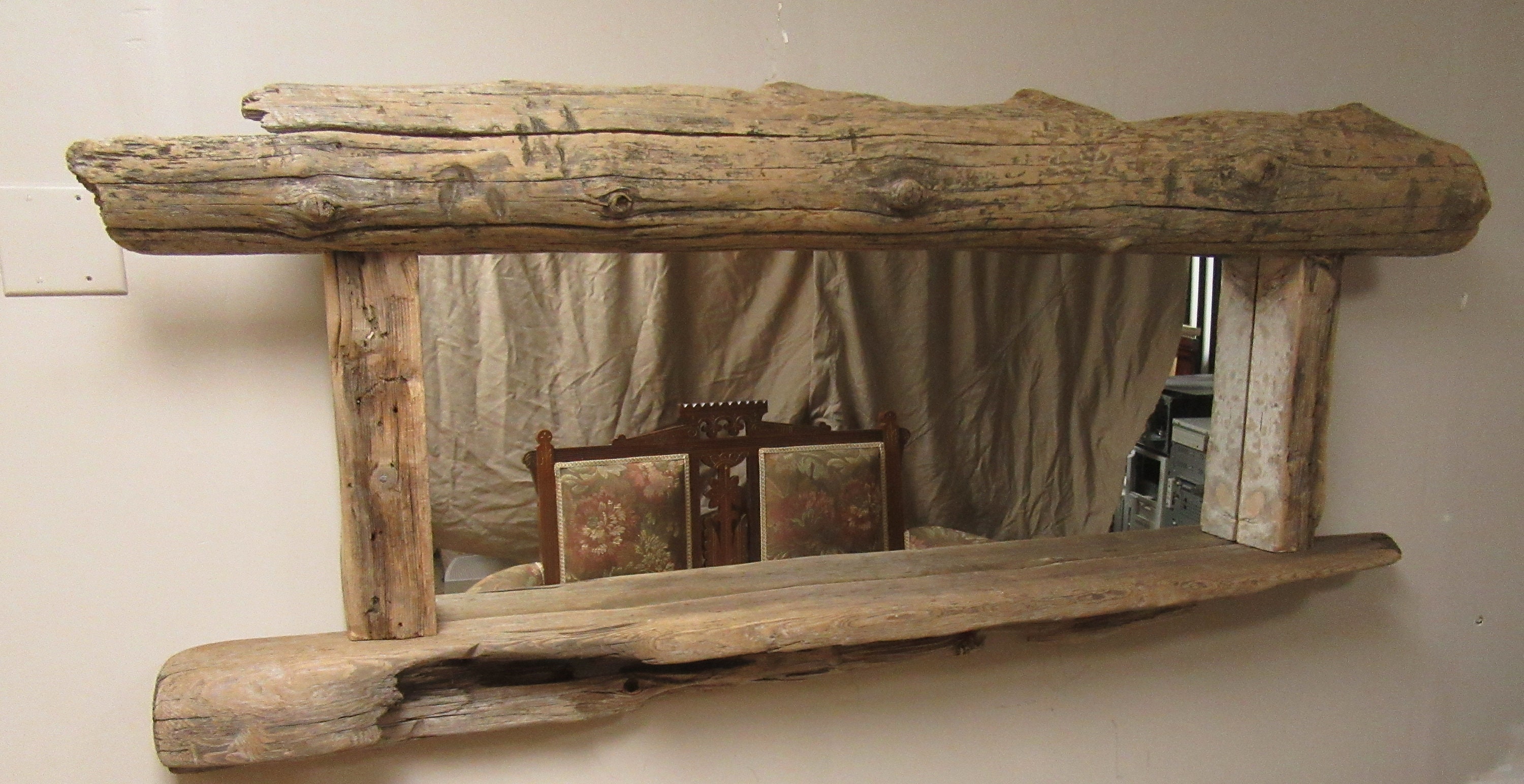 Large Driftwood Mirror With Candle Shelf Custom Built to Your Etsy