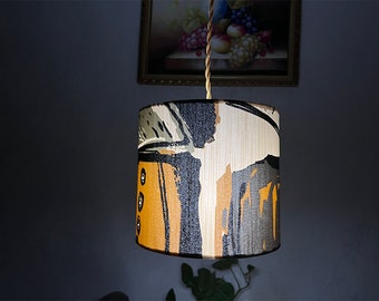 Lamp Shade with Post Modern Oil Painting Style, Retro Lampshade for Table Light or Pendant Lamp, Drum Lamp shades.