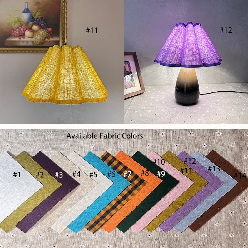 Custom Lamp Shade, Pleated Lampshade for Table Lamp, Lamp Shades for Floor Lamps, Vintage Lampshade for Pendant Light, Available in 14 color image 7