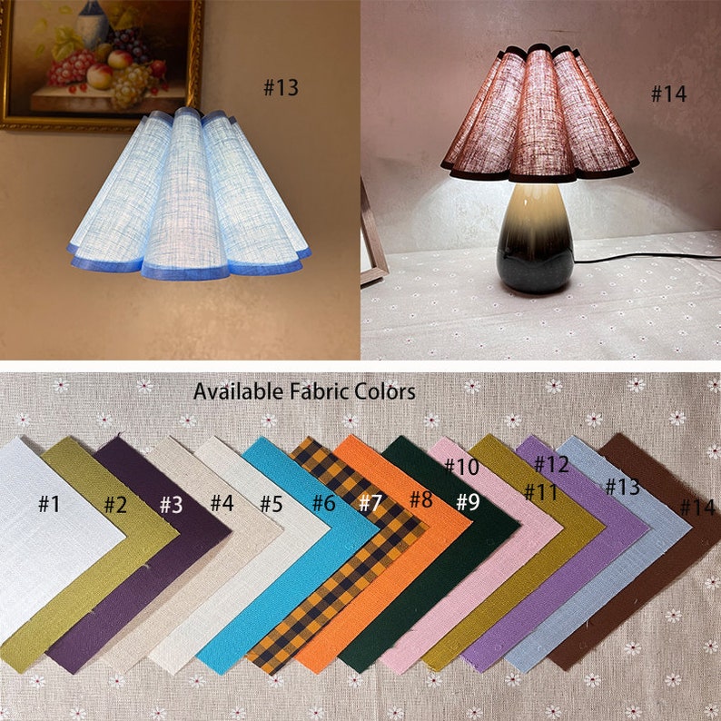 Custom Lamp Shade, Pleated Lampshade for Table Lamp, Lamp Shades for Floor Lamps, Vintage Lampshade for Pendant Light, Available in 14 color image 8