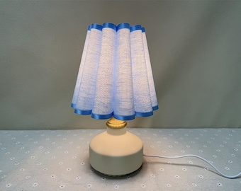 Side Table Lamp, End Table Lamp with Fabric Lampshade and Ceramic Lamp Base.