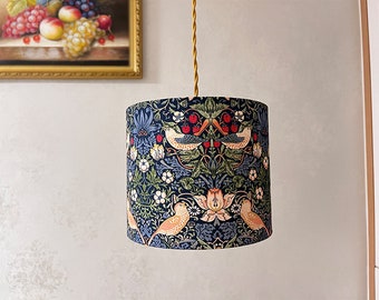 Drum Lampshade for Floor Lamp, Retro Flower and Bird Pattern Lamp Shades for Table Lamp.