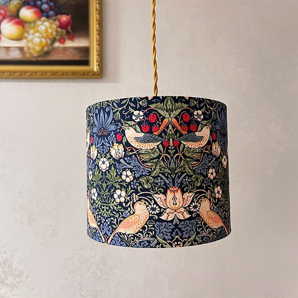 Drum Lampshade for Floor Lamp, Retro Flower and Bird Pattern Lamp Shades for Table Lamp.