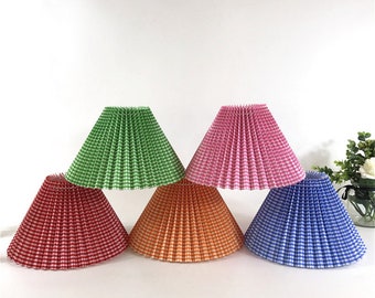 Pleated Lamp Shade for Pendant Light, Plaid Lamp Shade, Rustic Country Style Small Lampshade, Retro Textile Lamp Shade for Chandelier.