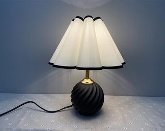 Handmade Ceramic Table Lamp: Cream Shade with Black Trim