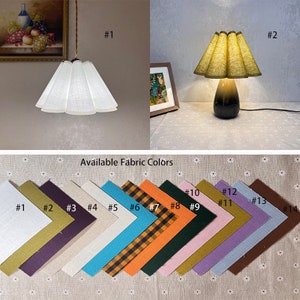 Custom Lamp Shade, Pleated Lampshade for Table Lamp, Lamp Shades for Floor Lamps, Vintage Lampshade for Pendant Light, Available in 14 color image 2
