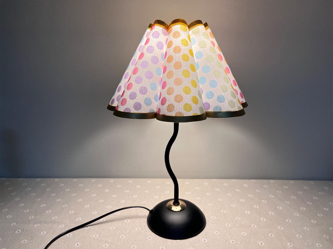 Table Lamp With Colored Polka Dot Lamp Shade, Nursery Table Lamp ...