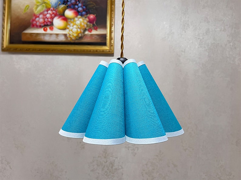 Nursery Fabric Petal Lampshade, Handmade Pleated Lamp Shade for Table Lamp, Blue Shades for Room Decor, Available in 14 color zdjęcie 1
