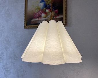 Geplooide lampenkap, geplooide stoffen lampenkap voor tafellamp, lampenkappen voor vloerlampen kroonluchter wandlamp, retro crème lampenkappen.