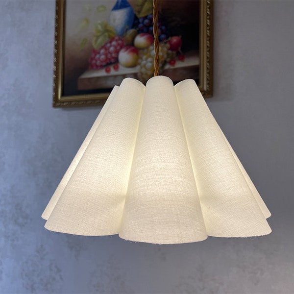 Plissee Lampenschirm, Plissee Stoff Lampenschirm für Tischlampe, Lampenschirme für Stehlampen Kronleuchter Wandlampe, Retro Creme Lampenschirme.