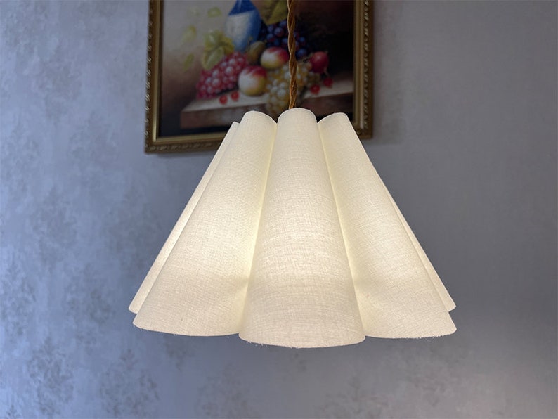 Pleated Lamp Shade, Pleated Fabric Lampshade for Table Lamp, Lamp Shades for Floor Lamps Chandelier Wall Lamp, Retro Cream Lampshades. image 1