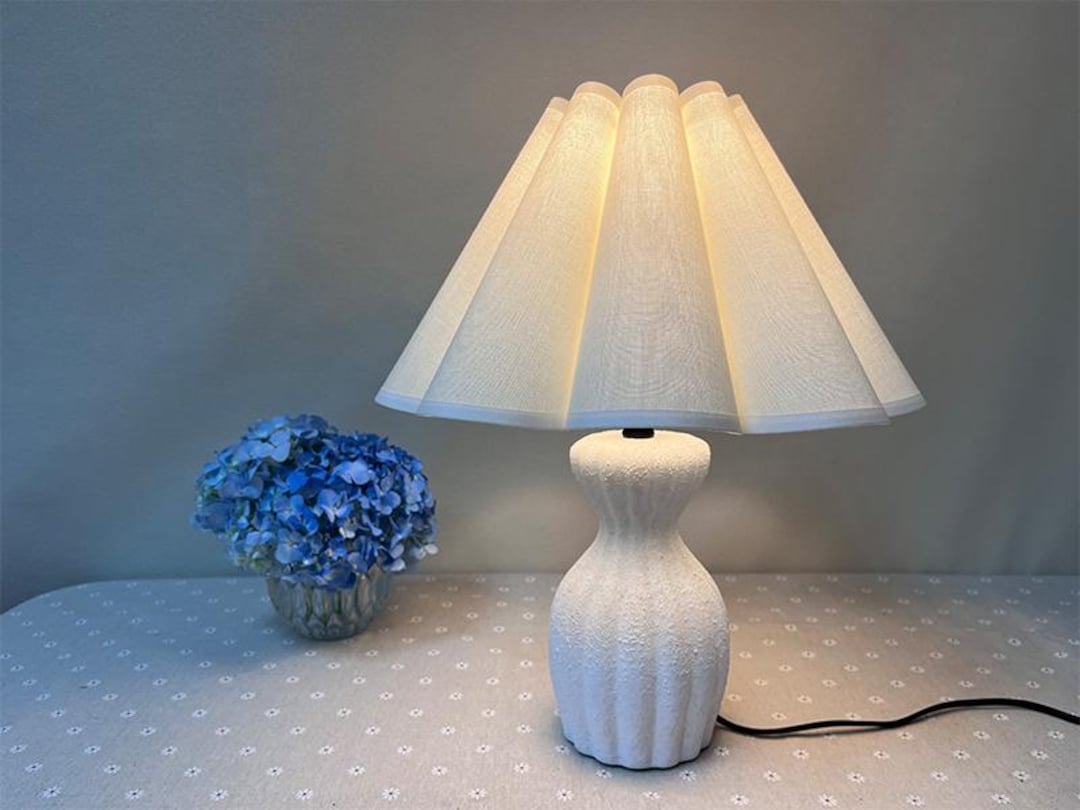 Ceramic Table Lamp for Living Room, Cream Desk Lamps for Bedroom ...