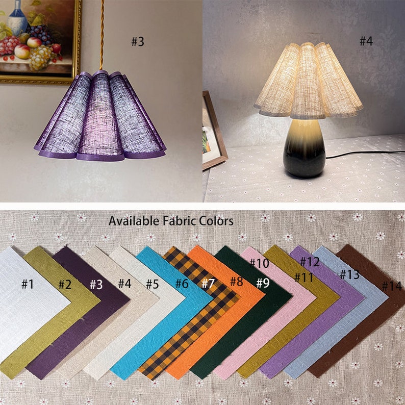 Custom Lamp Shade, Pleated Lampshade for Table Lamp, Lamp Shades for Floor Lamps, Vintage Lampshade for Pendant Light, Available in 14 color image 3