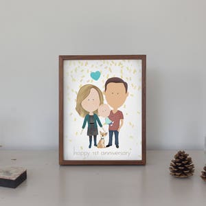Ritratto del 1 ° anniversario, primo anniversario di matrimonio, regalo del primo anniversario, regalo di anniversario per lui, regalo di 1 ° anniversario per lei, matrimonio