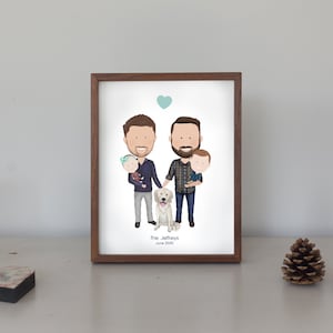 Cadeau voor homoseksuele vaders, Gay Vaderdag Cadeau, Aangepast Portret, Twee Vaders, Gay Fathers Day, Gay Dads, LGBT Dads, Beste Vaders Ooit, eerste vaders dag