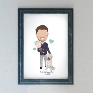 Primer regalo del Día del Padre, regalo del Día del Padre, Retrato del Día del Padre, Regalo del Día del Padre de la esposa, Regalo del Día del Padre del Hijo, Retrato personalizado