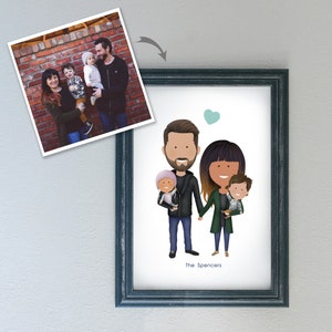 Portrait from photo, custom personalized family portrait, loved one portrait, commission portrait, personalized gift, printable wall art