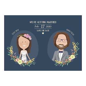 Hochzeitseinladung, Personalisiertes Portrait, Personalisiertes Save the Date, Hochzeitseinladung Illustration, Hochzeitsportrait, individuelles Hochzeits-Schreibwaren-Set