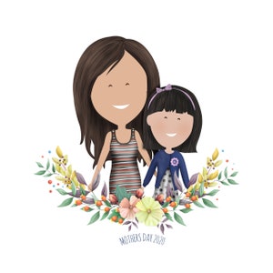 Regalo del Día de las Madres, Ilustración personalizada, Tarjeta del Día de la Madre, Día de la Madre de la hija, Día de las Madres para la Abuela, Día de las Madres del Esposo