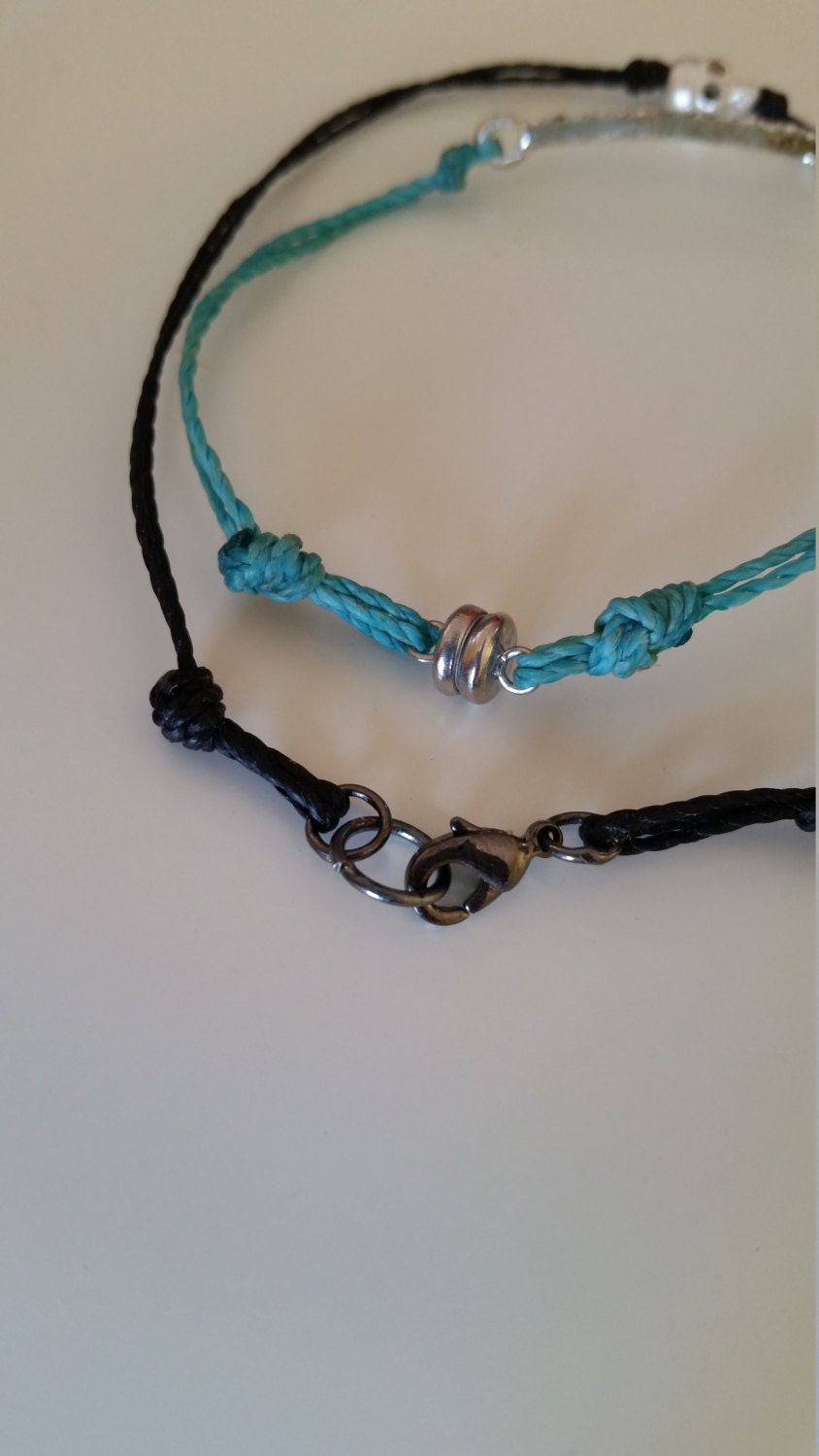 Anchor Cord Bracelet Men's Bracelet With a JET BLACK Etsy